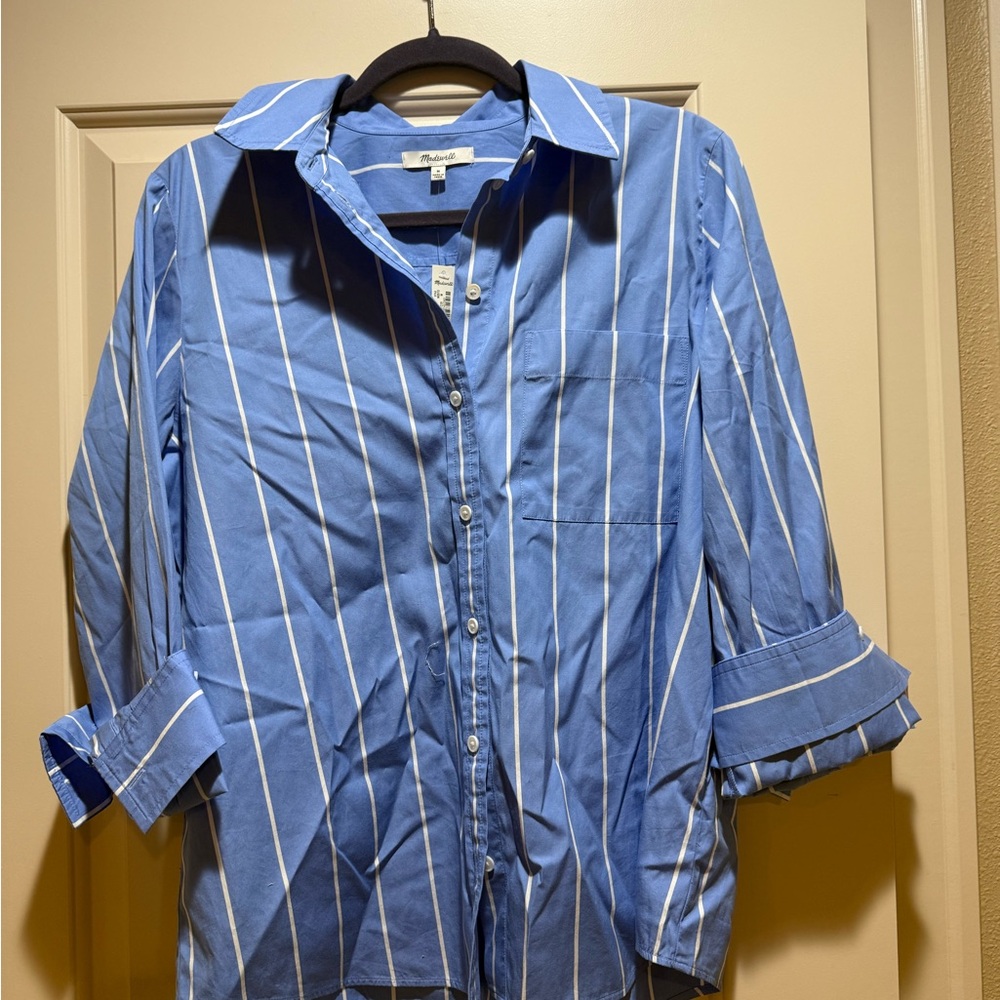 NWT Madewell Blue Striped Blouse